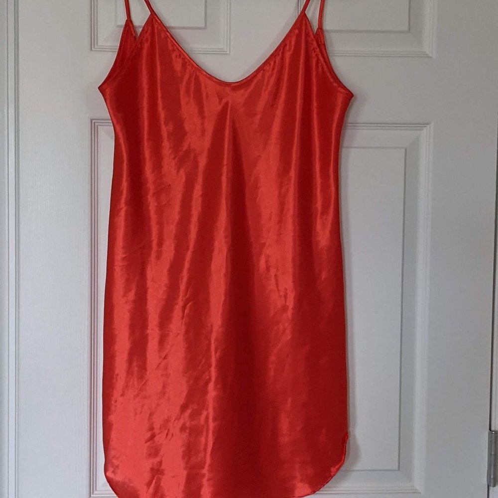 Soft Satiny Shimmering Orange Chemise Nightie